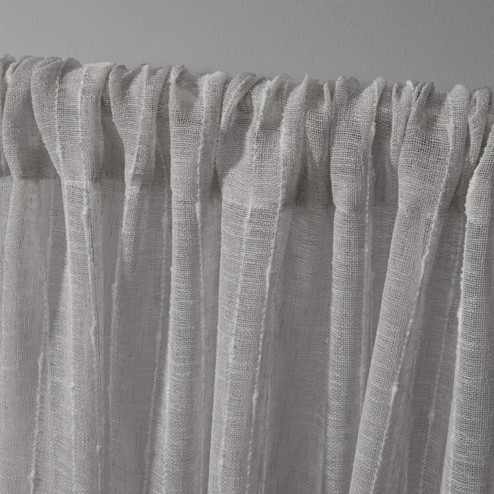 Exclusive Home Itaji Linen-Like Embellished Sheer Curtains (Set of 2)
